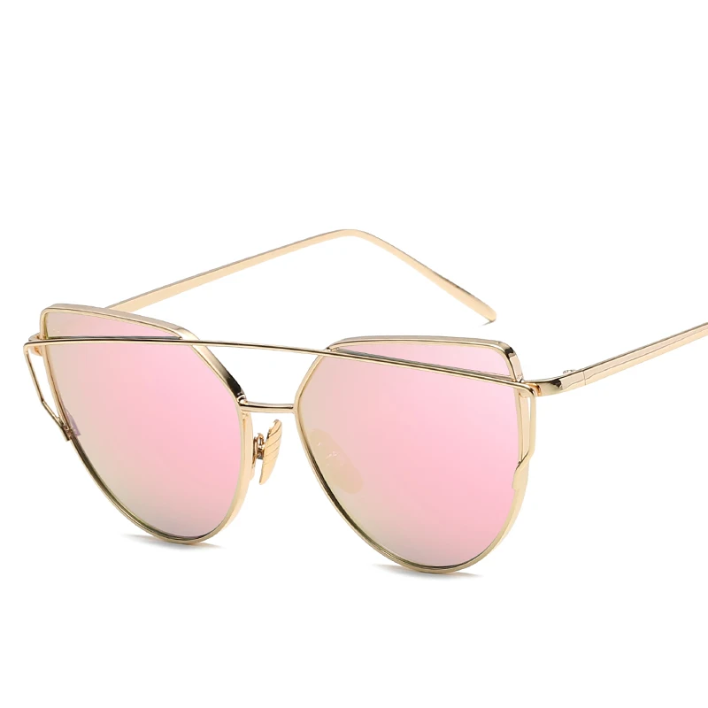 

Double Lens Mirrored Flat Lenses Street Fashion Metal Women Sunglasses