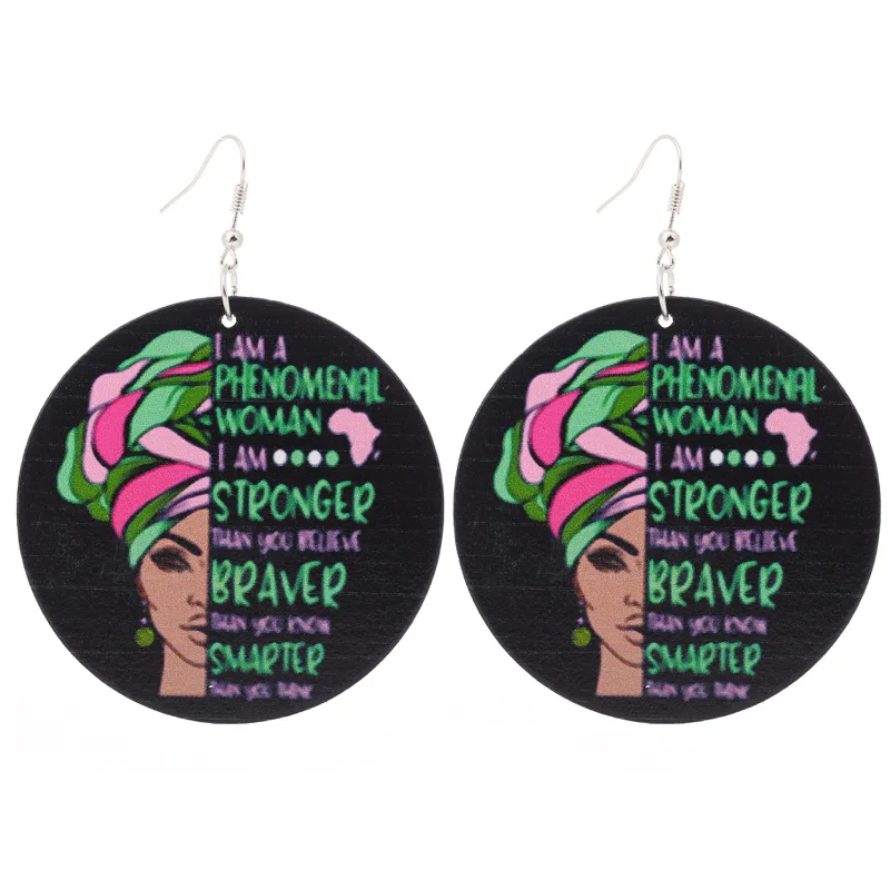 African Woman Wood Earrings wooden african earrings Round Wooden Earrings Jewelry E271