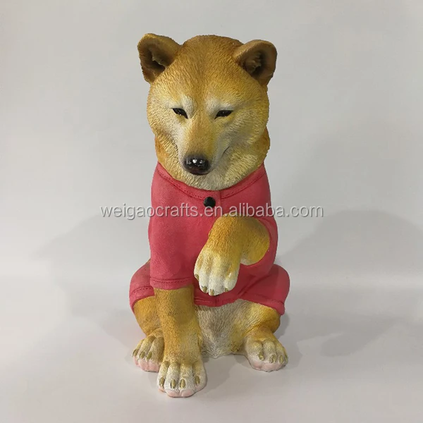 Kundenspezifische gekleidet in rot harz hund statuen