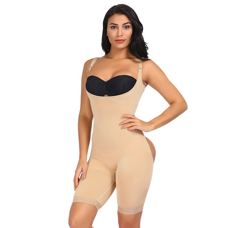 

Wholesale Solid Color Nude Sexy Open Butt Lifter Seamless Full Body Slimming Women Shapewear, As shown;custom is ok.