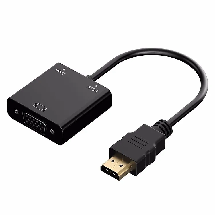 Adaptateur Hdmi Vers Vga 1080p,Avec Port Audio,Plaqué Or,Adaptateur