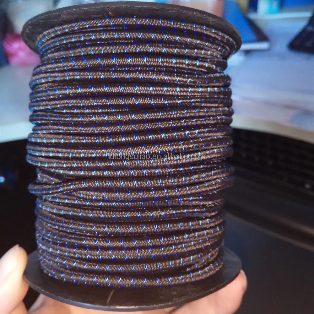 

elastic bungee cord in 4mm thickness, Black+blue