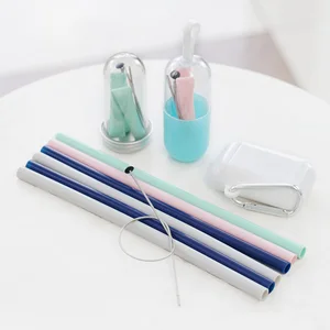 Image of Fda Approved Food Grade Bpa Free Collapsible Drinking Silicone Straw With Package