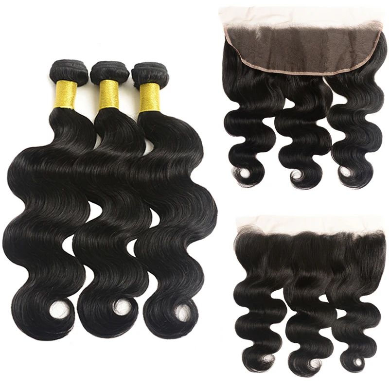 

Ms Mary Brazilian Virgin Human Hair Extensions Weave Body Wave 3bundles with 1pc Lace Frontal Closure 13x4 with Free Shipping