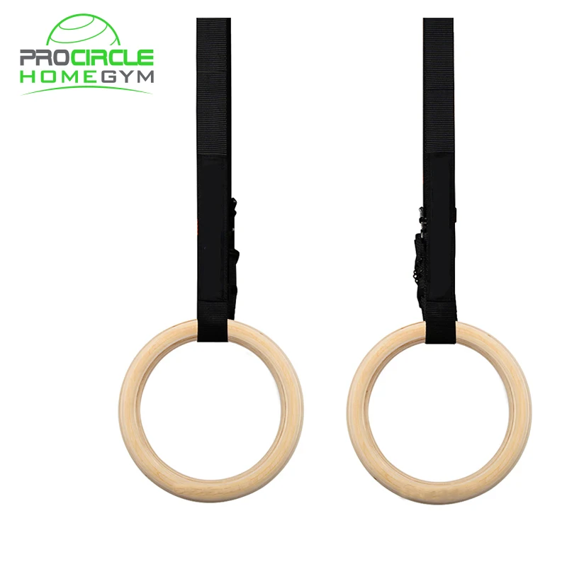 

Training Ring Wood Gymnastics Rings With Non Slip Long Straps