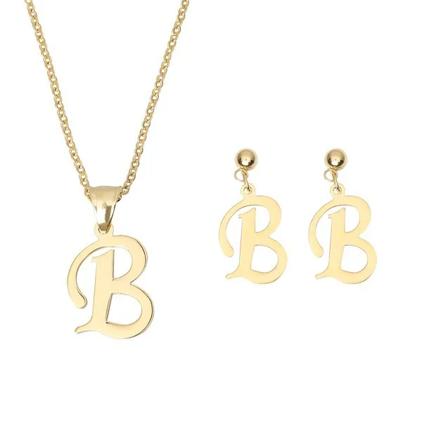 

18k gold jewelry A-Z 26 Letters New Personalized Dubai Gold Plated Jewelry Set