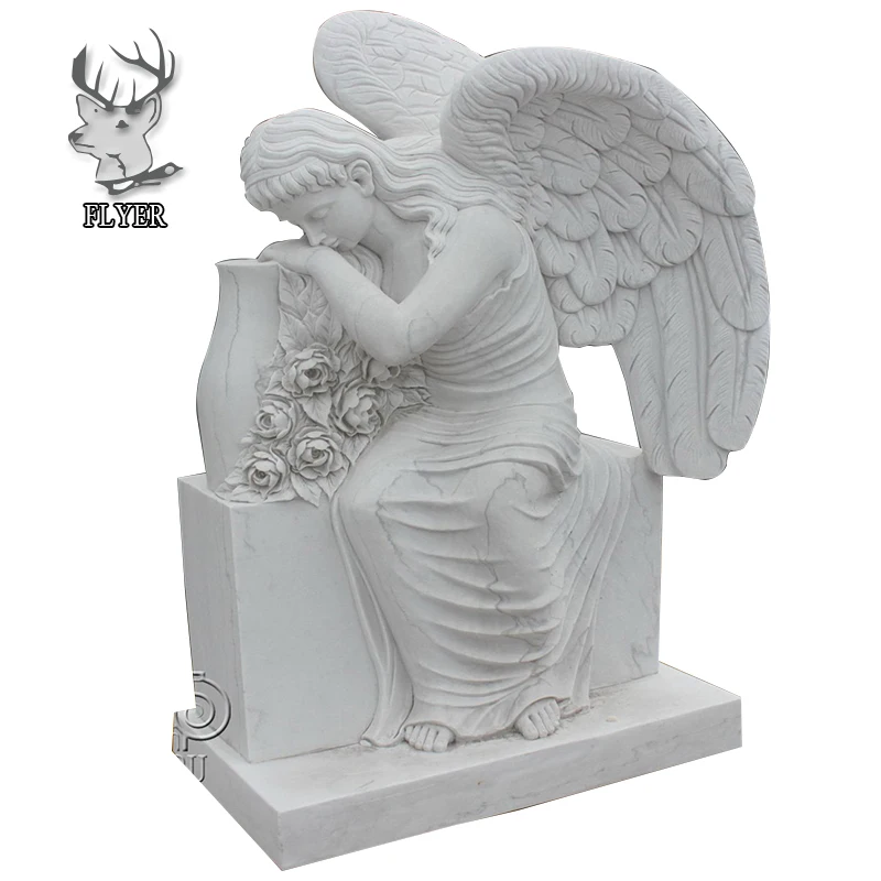Garden Decoration Fiberglass Life Size Garden Kneeling Angel Statue