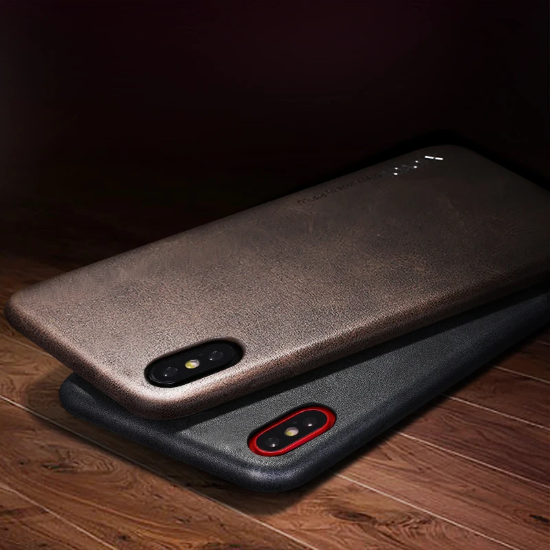 

[X-Level] wholesale Newest Handmade Vintage PU Leather Back Cell Phone Case for iPhone X,for iPhone x cover, Black;dark brown and light gold