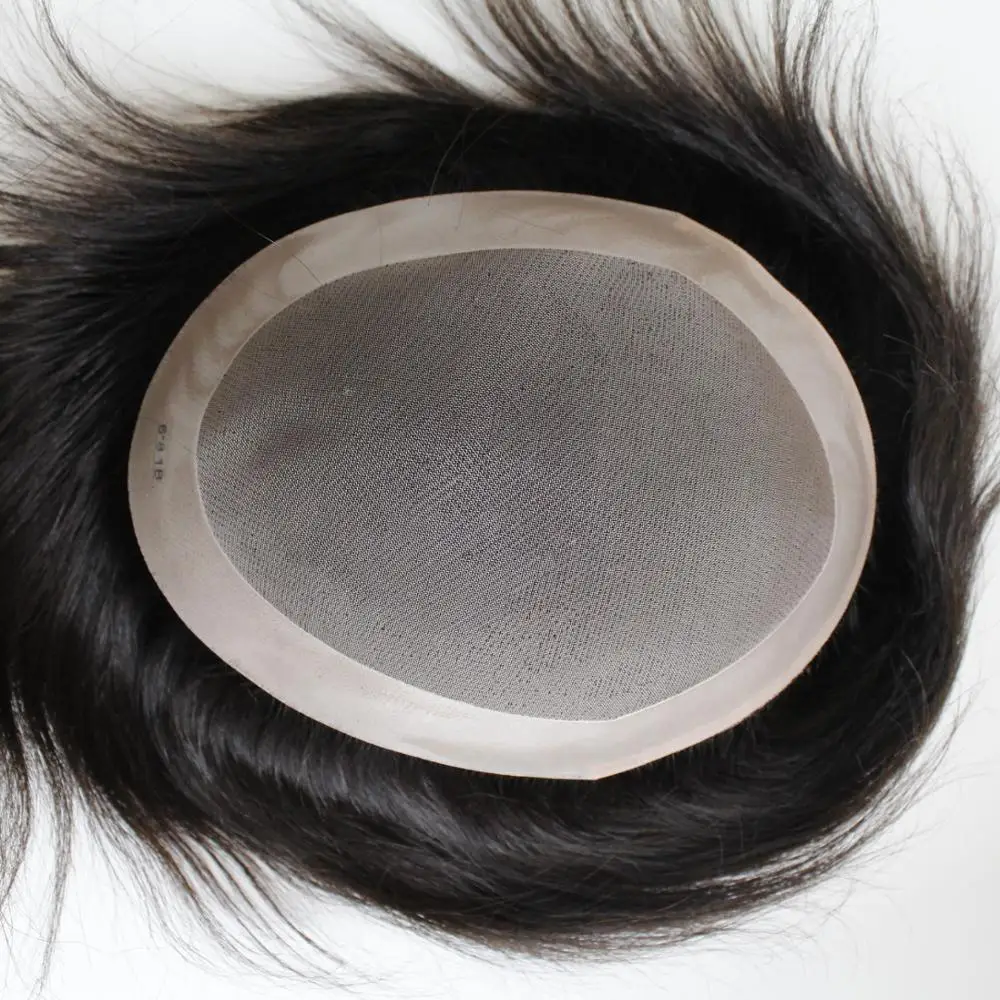 

Large Stocks Super Natural Hairline Good Mono Top Black Men Human Hair Toupee Hair Units