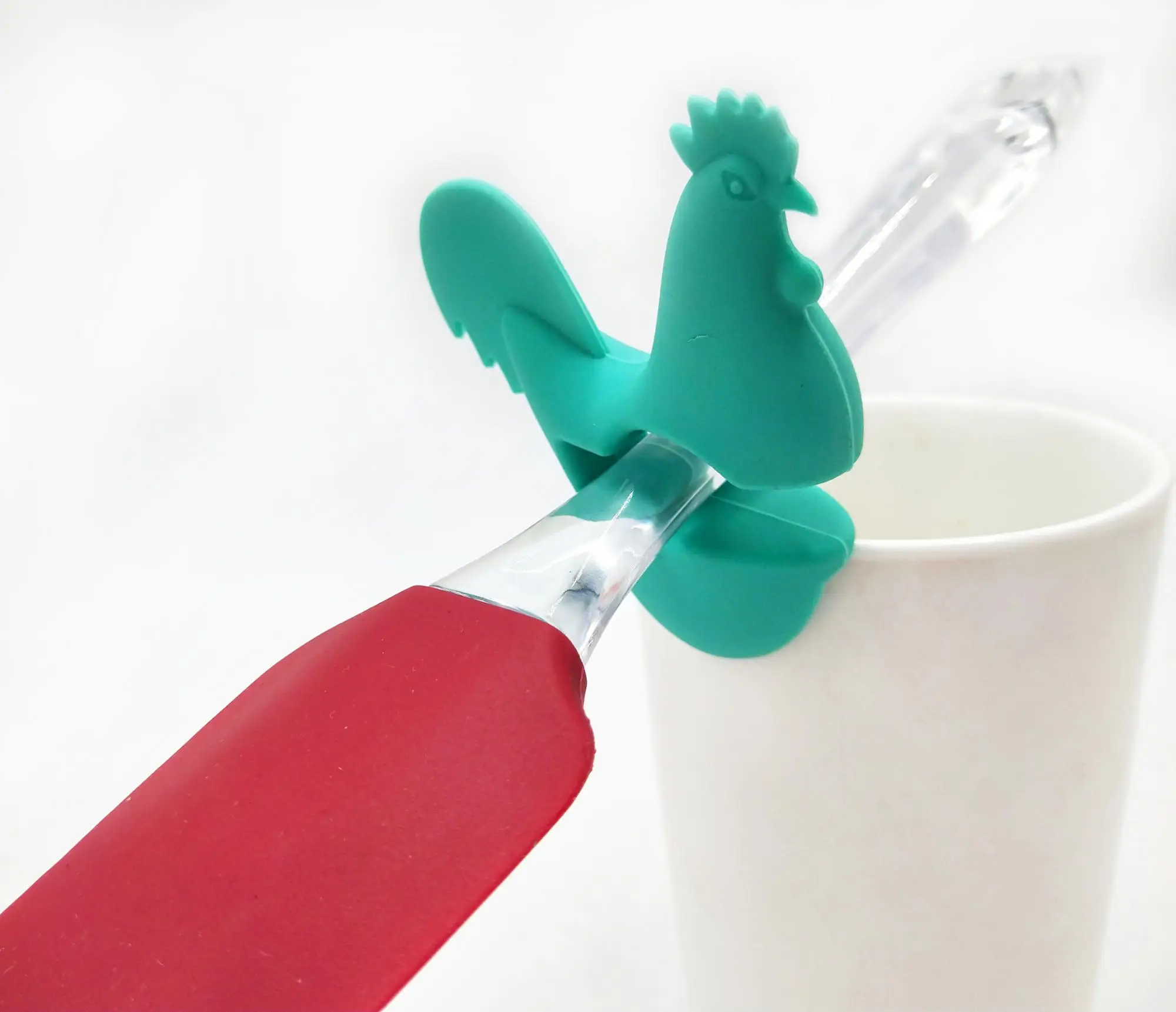 Funny Design Chicken Cock Silicone Pot Clip Spoon Rest Slice Spoon