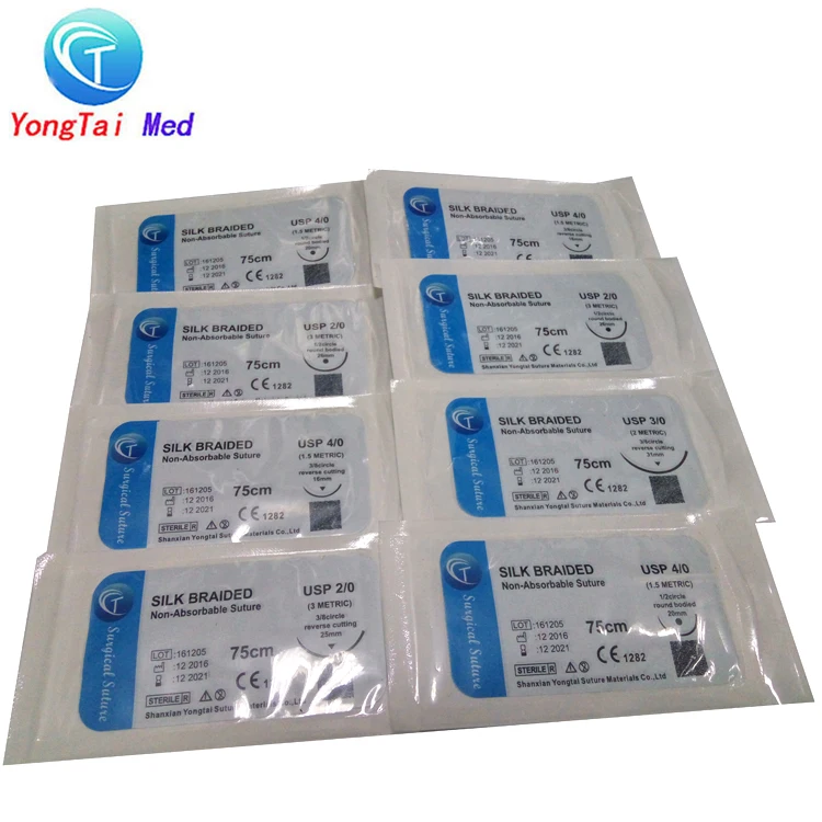 Non-absorbable medical sterile silk surgical suture thread