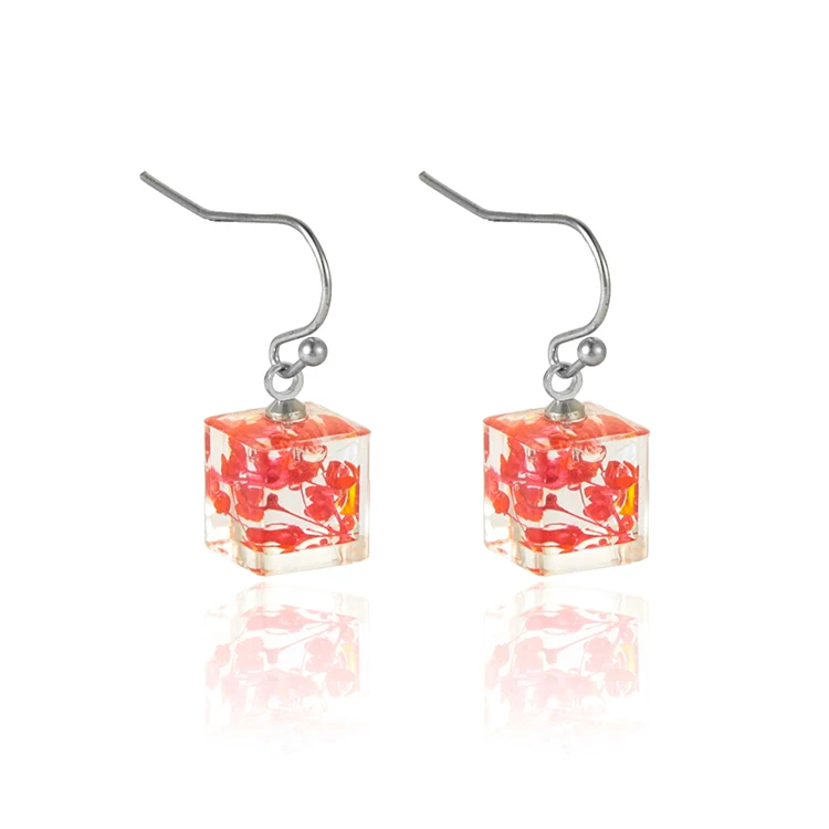 

Latest design factory made superior quality women fashion pressed flower earrings with pendant,hook earrings wholesale in Yiwu, Many different color mixed