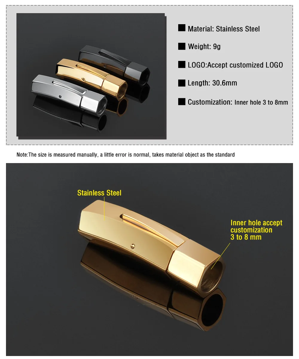 Factory Manufacturer Gold Plated Magnetic Stainless Steel Bracelet Clasp