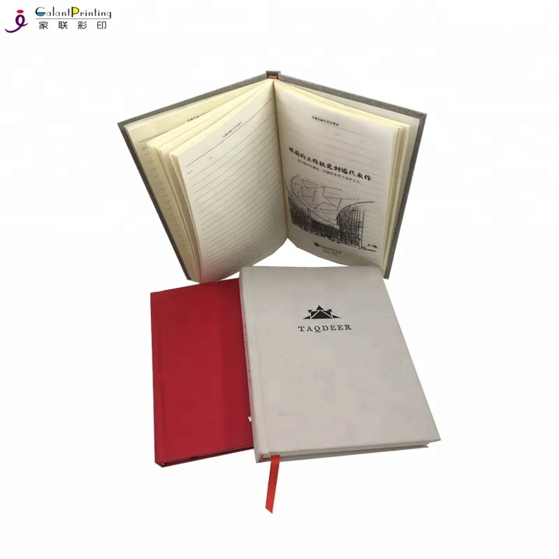 Custom Embossing Wedding Book Case Bound Full Coloring Fabric Linen