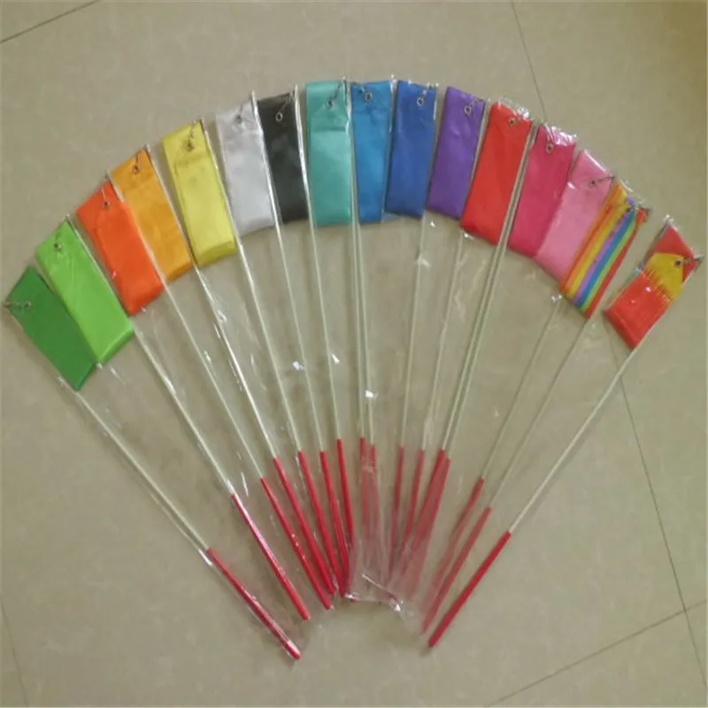 

colored Gym Rhythmic Art Gymnastic Streamer Baton Twirling Rod Chinese Dance Gymnastic Ribbon, Multi colors