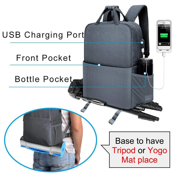 Waterproof Custom Camera Laptop Backpack Camera Bag Video Bag With Usb