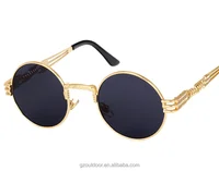 

2019 Steampunk Sunglasses Men Women Metal Eye glasses Round Shades Brand Designer Sun glasses Mirror High Quality UV400 8010