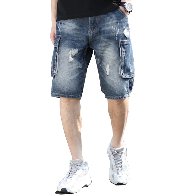 

Hot sale straight ripped washed denim shorts men jeans shorts, Any color