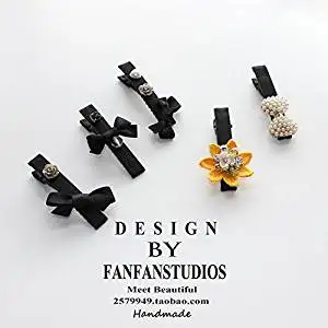 Japanese and Korean bow fringe clip hairpin hair jewelry simple black hairpin Korean side folder top clamp sweet jewelry for women girl lady