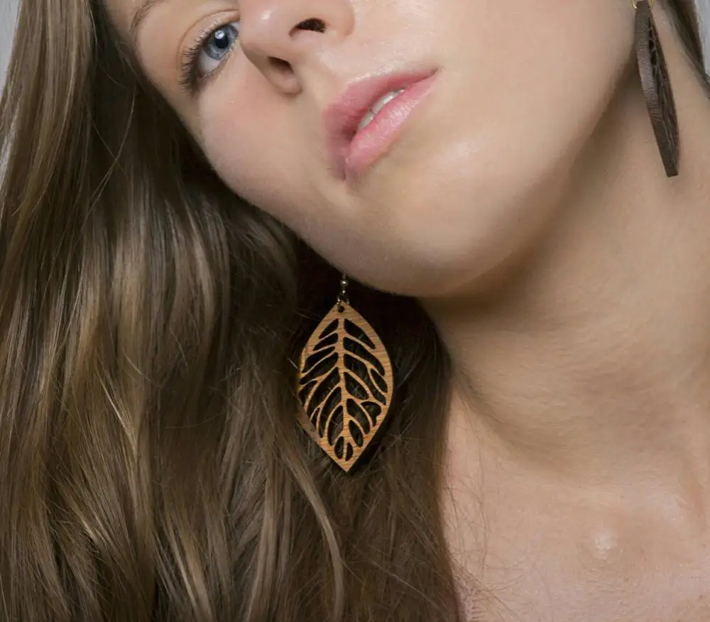 

Natural Wood Earring Fashion Wood ear ring Jewelry For Woman, Brown/black
