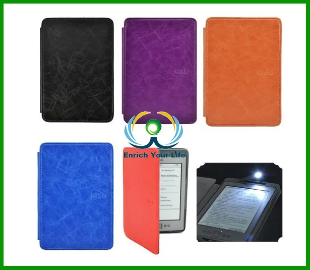 
Ultra Thin Hard Back Ebook Leather Case Cover With Built in LED Light For Amazon Kindle 4 / 5 