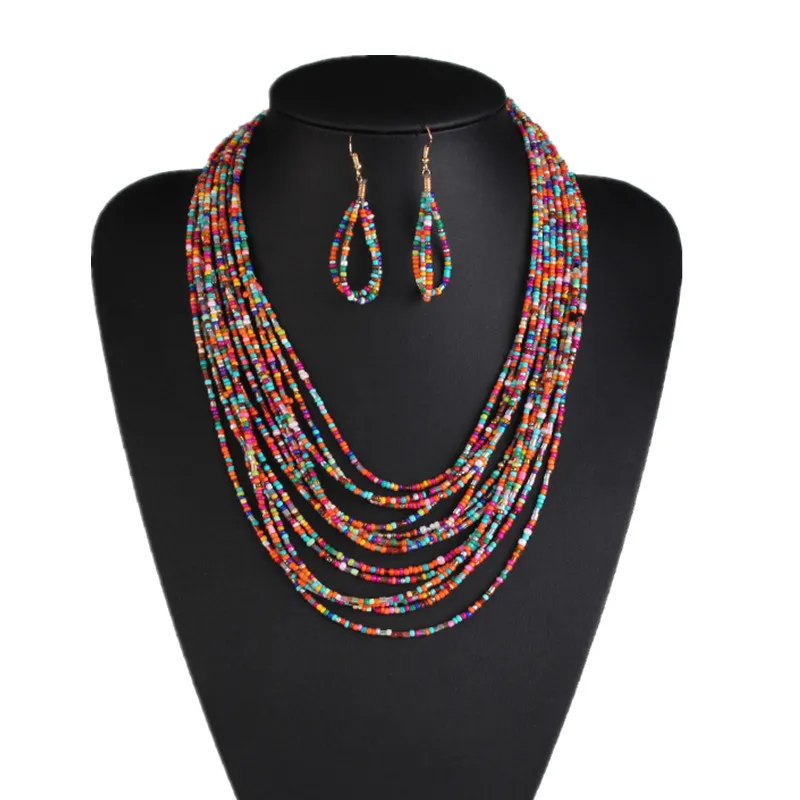 

Bohemian necklace and earring sets seed bead jewelry set, As your requirments