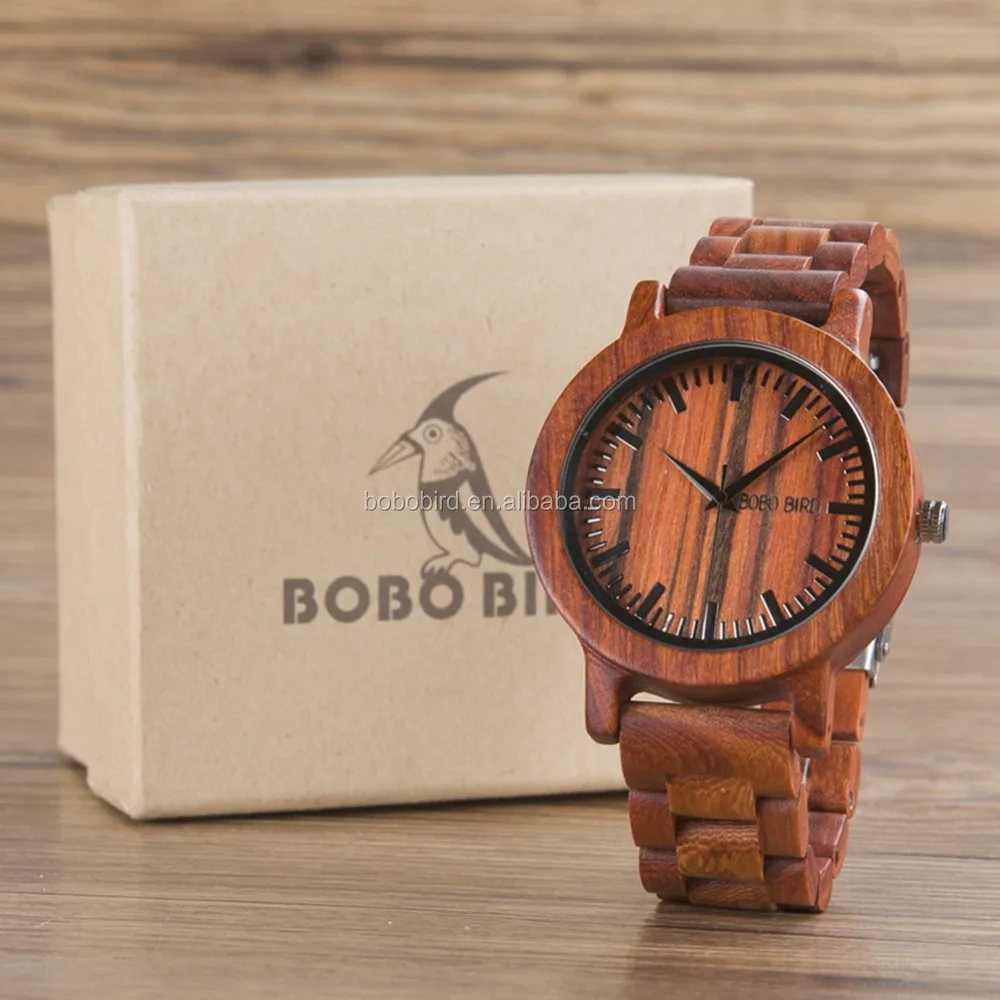 

BOBO BIRD 2017 New Luxury Brand Men Red Watches Wooden Band Quartz Male Relogio Best Gift Jewelry