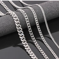 

Simple high quality men necklace chain in stainless steel jewelry fashion hexagon design silver accessories