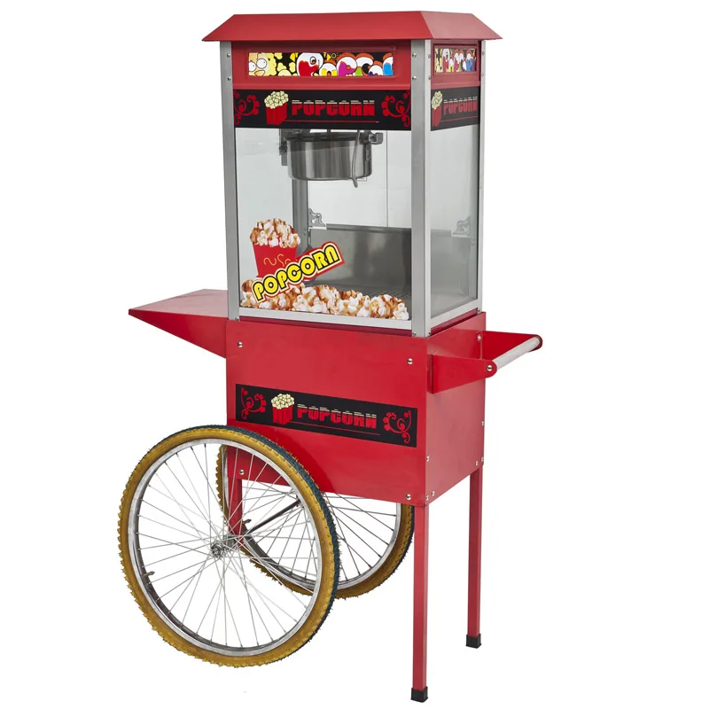 Easy Move approved 8oz organic glass Commercial popcorn machine industrial with cart automatic popcorn vending machine