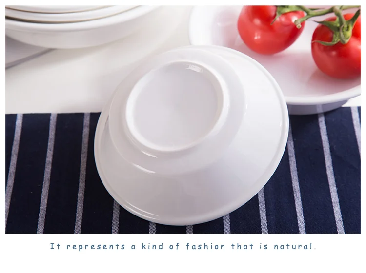 Hospitality Pure White Ceramic Hotel Restaurant Korean Style Salad Bowl