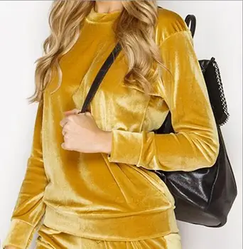 yellow velvet tracksuit