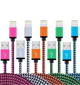 wholesale new products 2017 1M3FT  metal braided nylon usb data charging cable for iphone SE 6 6s 7 7P X/XS MAS XR  ipad IOS 12