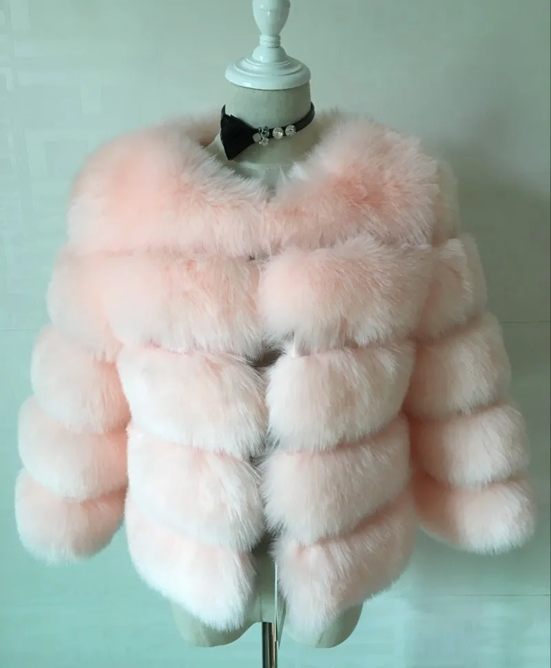 Mink Coats Women 2018 Winter New Fashion Pink FAUX Fur Coat Elegant Thick Warm Outerwear Fake Fur Jacket Chaquetas Mujer