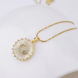 jewelry making supplies wholesale gold plated brass flower design charm pendant necklace