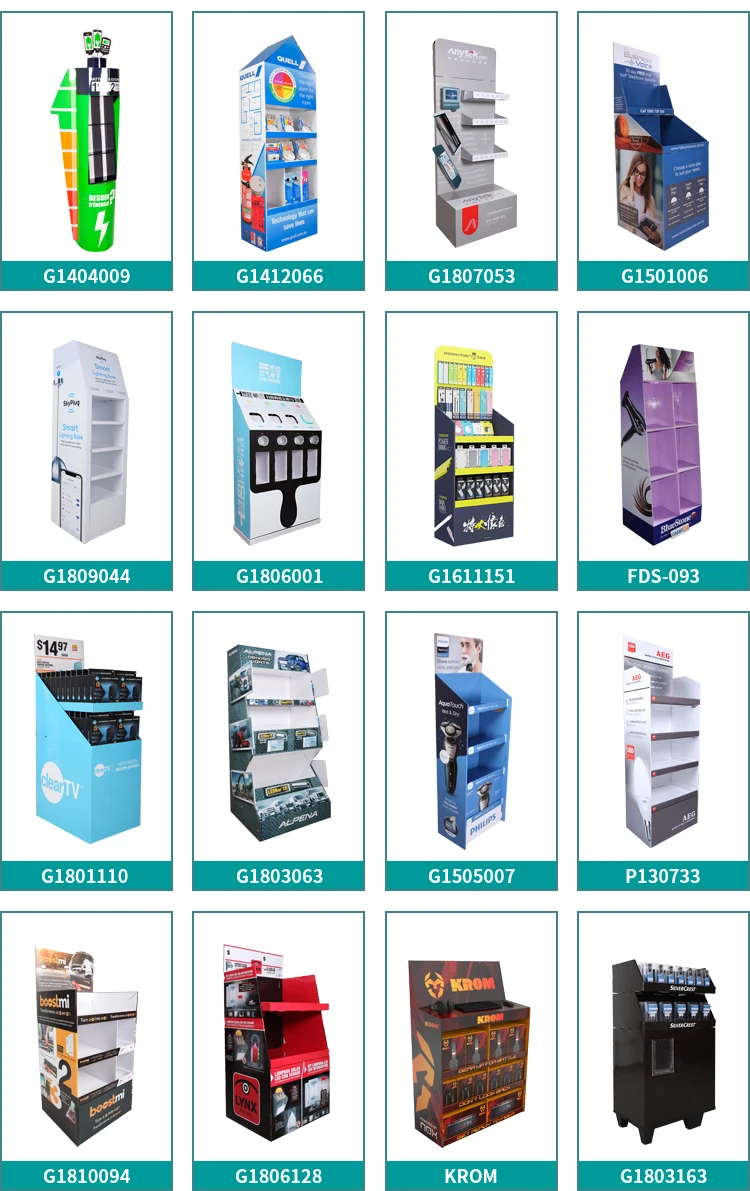 Free Standing Custom Cardboard Hanging Pegboard Hook Display Stand