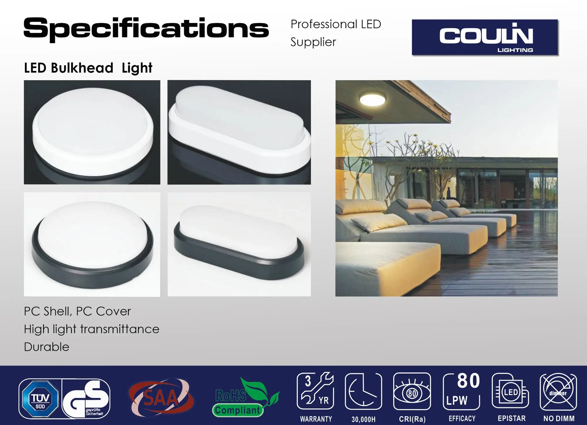 IP65 8W 12W 18W Microwave Sensor PIR Photcell Sensor LED Ceiling Bulkhead Light, LED Moistrue-proof Lamp