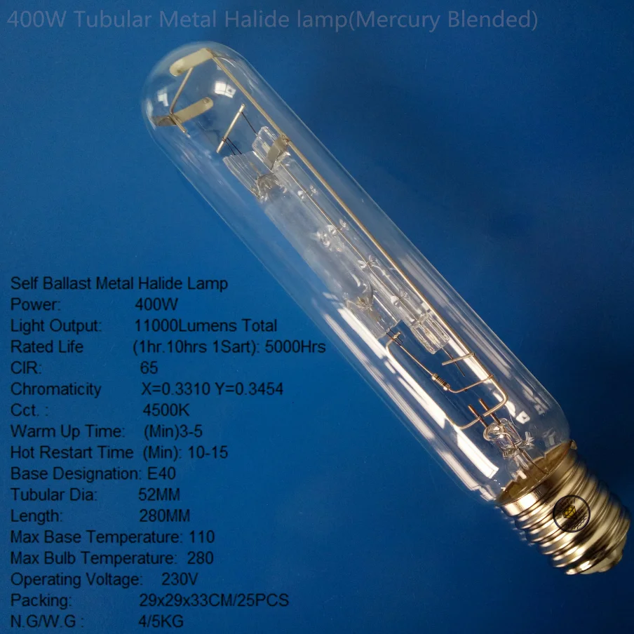 4x 500W Pearl BHPM Ballast Mercury Vapour Lamp Light Bulb GES E40 Edison Screw 