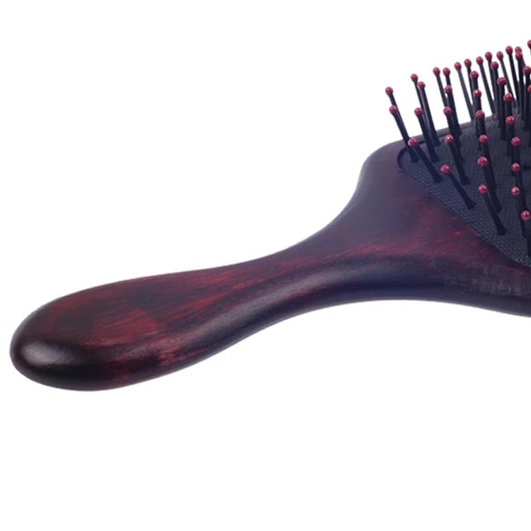EUREKA 9267-R Engraved Wooden Square Paddle Hair Brush Rubber Wood Hair Brush Massage Classical Style Hair Brush