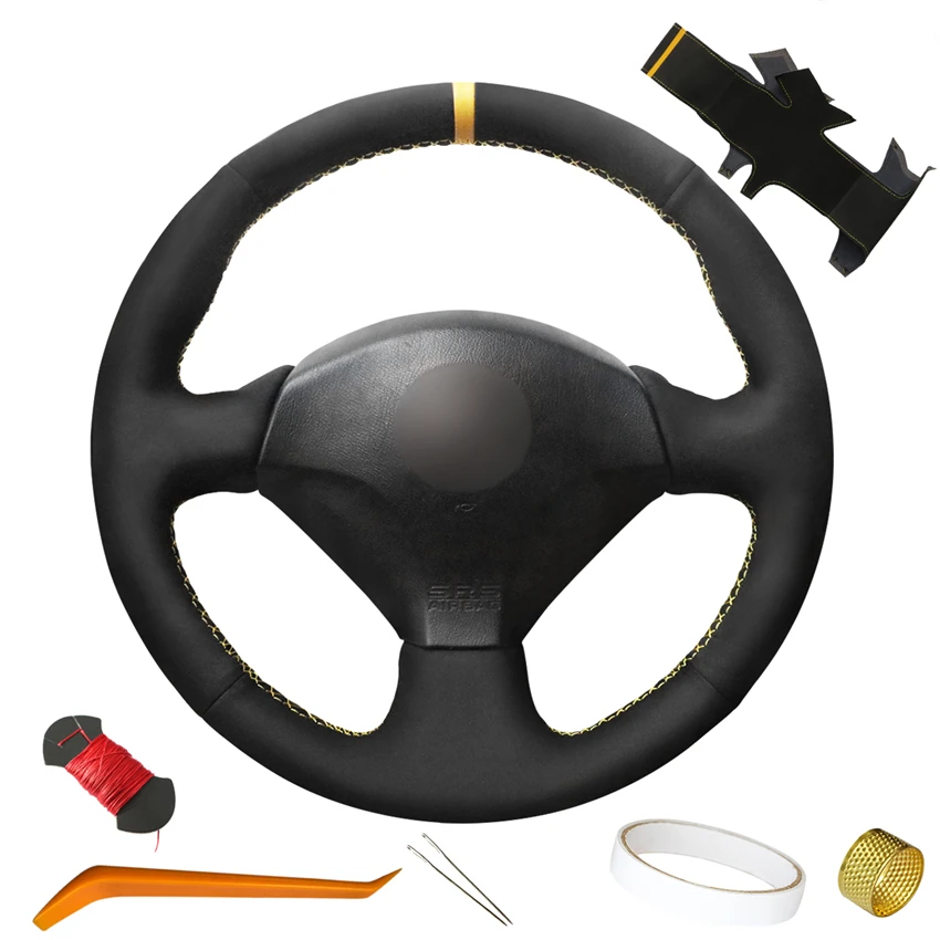 

Suede Steering Wheel Cover Yellow Marker for Honda S2000 Civic Si Acura RSX 2000 2001 2002 2003 2004 2005 2006 2008