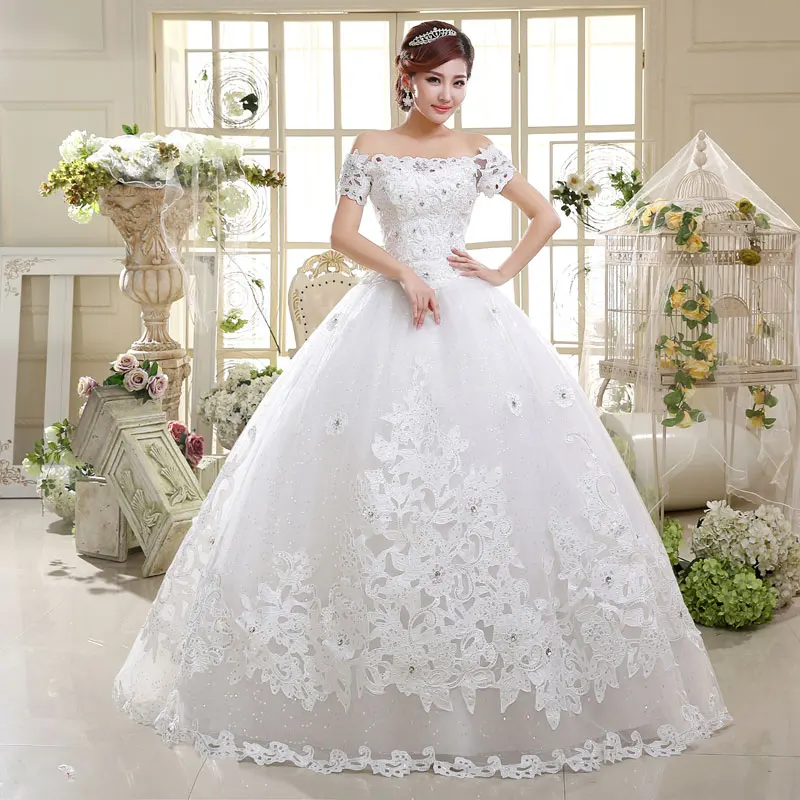 

Popular style comfortable crystal floral wedding dress for marring