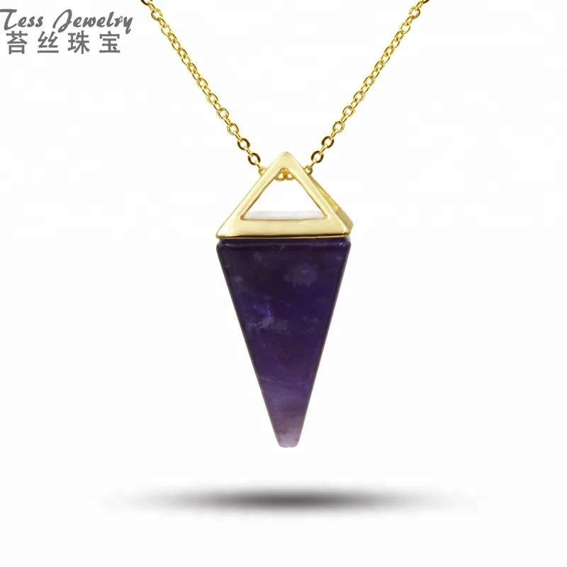 

Dainty 925 silver boho big gemstone pendant necklaces jewelry natural amethyst stone real necklaces large crystal stone quartz, Purple amethyst necklace