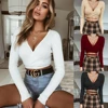 Wholesale 2018 fashion sexy ladies V-neck belt short Women Sweater (C18435)