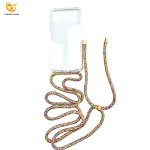 For iPhone Xs Max Neck Strap Smartphone Cover Handmade Necklace Chain Phone Case