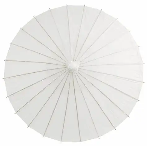 

PoeticExst Chinese Craft Straight Bamboo Plain White Paper Umbrella For Sun Proof