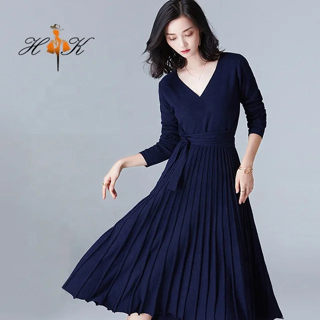 

Wholesale women clothing pleated sweater dress elegant pleated formal dress, Requirement