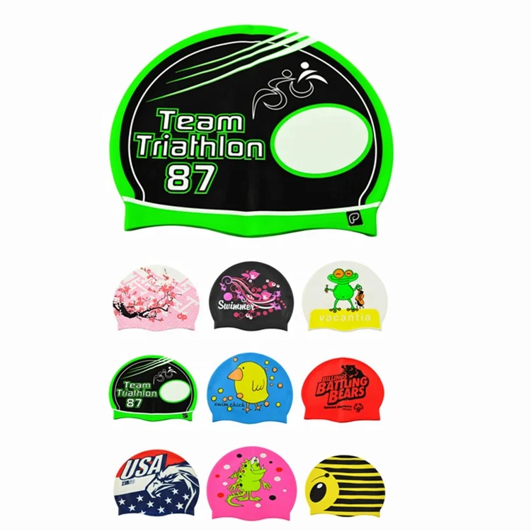 
Custom design swim caps no minimum logo print swim cap 