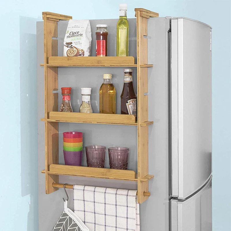 Eco Friendly Kitchen Organizer Household Refrigerator Side Shelf Bamboo