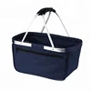 Green Fruit and Veg Polyester Collapsible foldable picnic tote Market Shopping Basket lightweight with Aluminum Alloy Frame