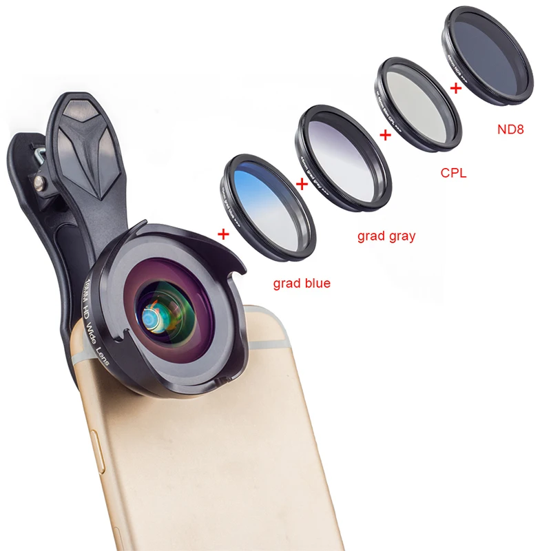 APEXEL HD 16MM Wide Angle Macro 2 in 1 Lens + camera lens filter Kit for Smartphone