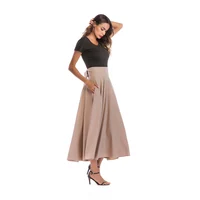 

wholesale party dress for ladies maxi long pleated skirt for muslim women khaki skirt